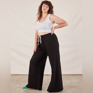 Big Bud Press Wide Leg Sweat Pants, Basic Black - Size L (Long Length - 44 1/2”)